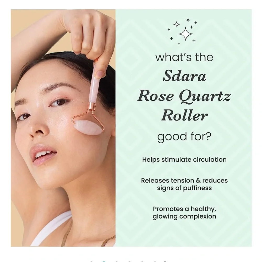 SDARA SKINCARE Rose Quartz Roller - Anti Aging Jade Roller